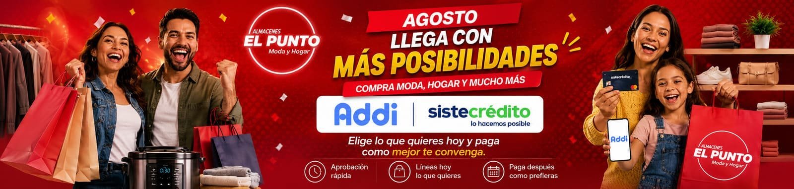 Compra el mismo día: 30% de descuento en ropa de hombre y dama con tu crédito aprobado