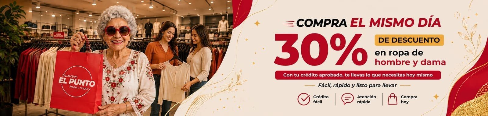 Ropa con 30% de descuento en Almacenes El Punto