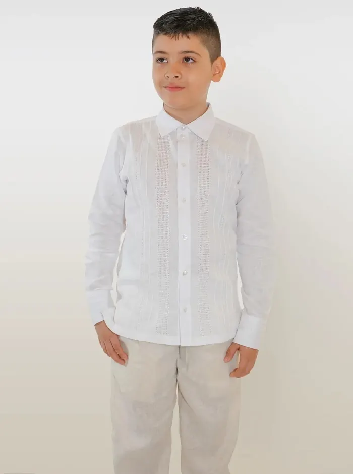 Camisa niño manga larga calada